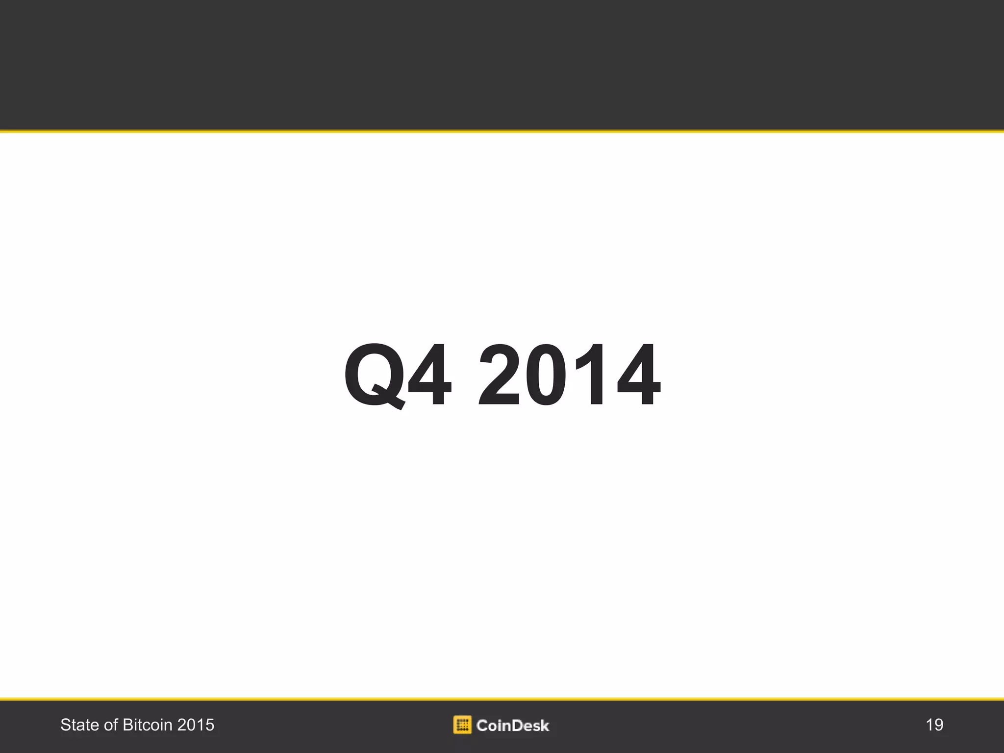 19State of Bitcoin 2015
Q4 2014
 