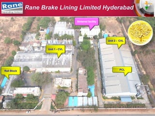 Page 1 of 21
Page 1 of 65
Rane Brake Lining Limited Hyderabad
Unit 1 - CVL
Rail Block
Sintered facility
Unit 2 - CVL
PCL
 