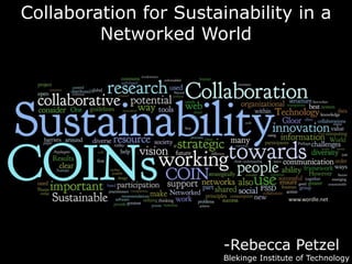 Collaboration for Sustainability in a Networked World www.wordle.net -Rebecca Petzel Blekinge Institute of Technology 