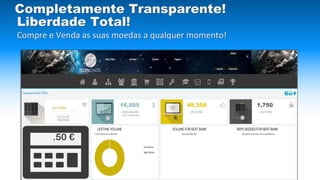 Completamente Transparente!
16,585 48,358 1,750
.50 €
Liberdade Total!
Compre e Venda as suas moedas a qualquer momento!
 
