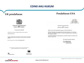 COINX AHLI HUKUM
www.coinxtrading.com
UK pendaftaran Pendaftaran USA
 