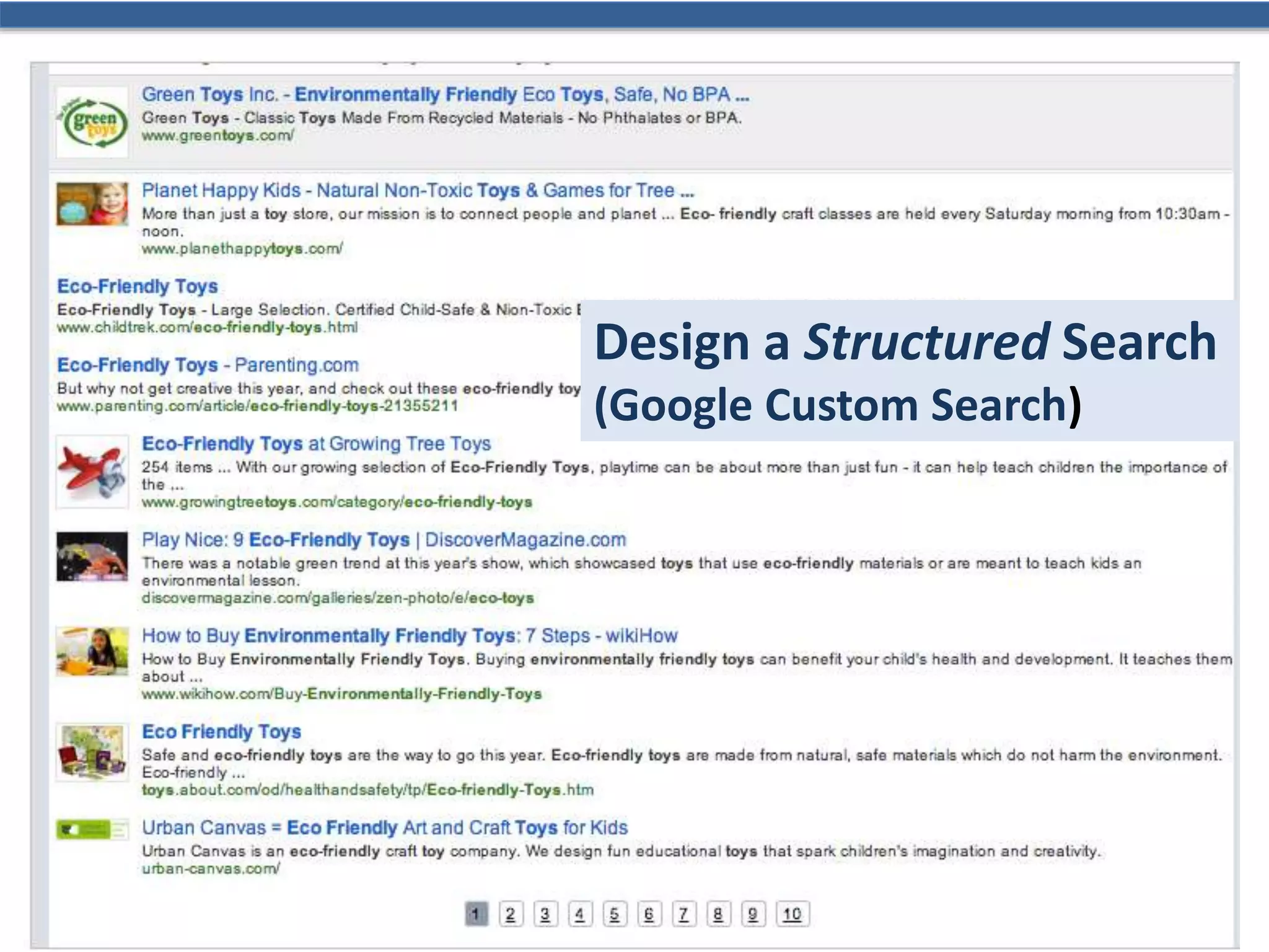 Design a Structured Search
(Google Custom Search)
 