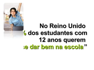 No Reino Unido  98%  dos estudantes com 12 anos querem  “ se dar bem na escola   ” 