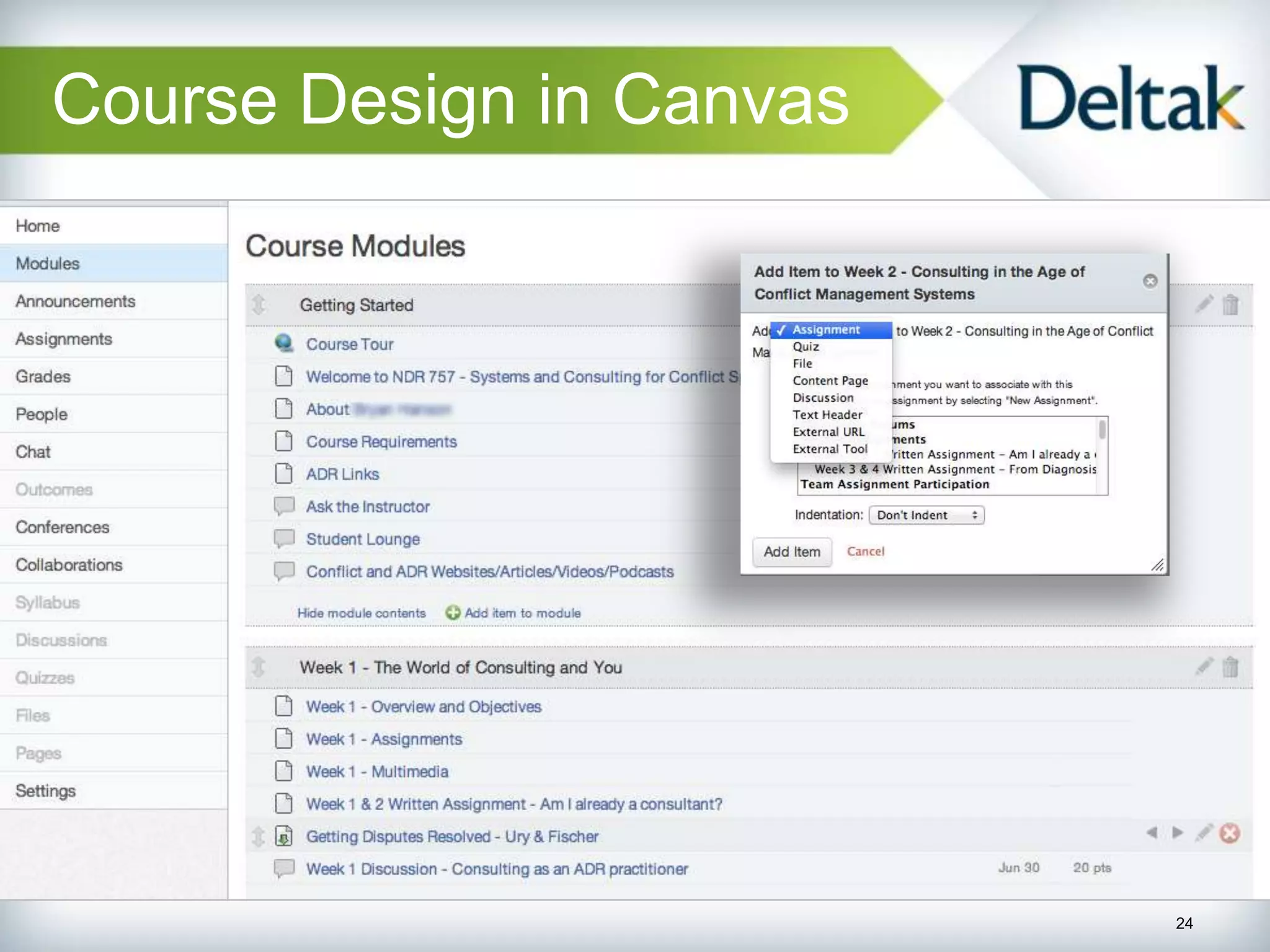 Course Design in Canvas




                          24
 