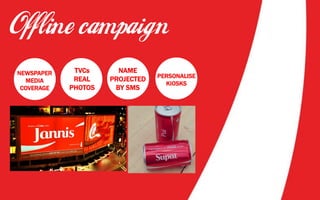NEWSPAPER
MEDIA
COVERAGE
TVCs
REAL
PHOTOS
NAME
PROJECTED
BY SMS
PERSONALISE
KIOSKS
 