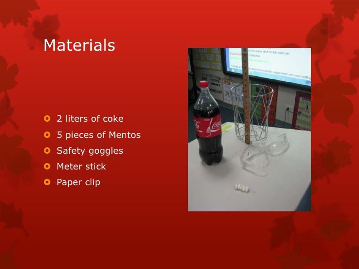 Diet Coca-Cola And Mentos Science Project