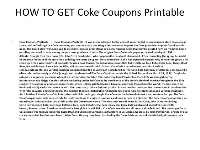 Coke Coupons Printable - Coke Coupons Printable