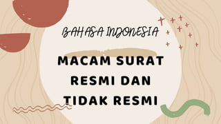 MACAM SURAT
RESMI DAN
TIDAK RESMI
BAHASA INDONESIA
 