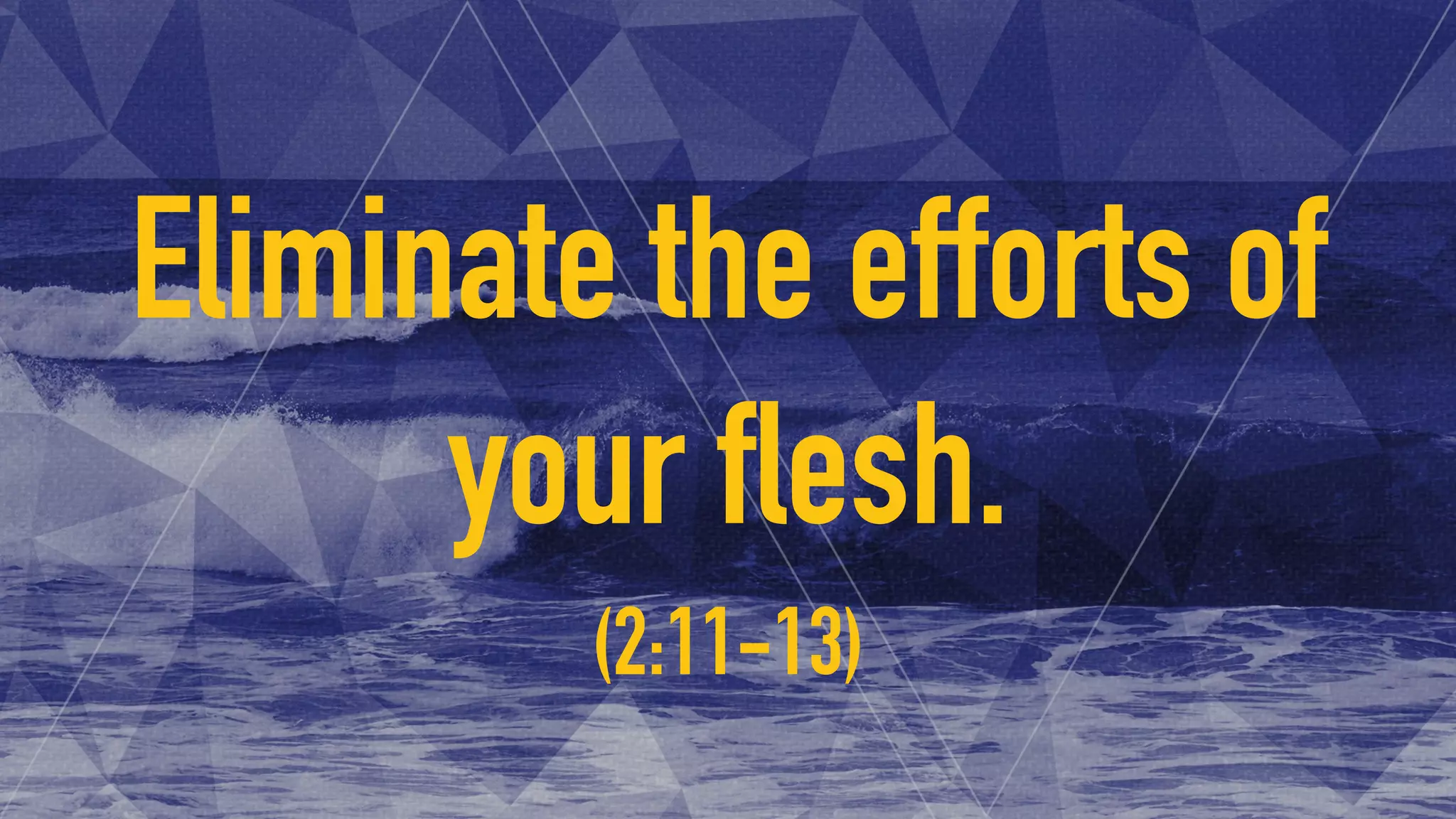 Eliminate the efforts of
your flesh.
(2:11-13)
