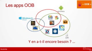 « OOB »
      Les apps OOB




               Y en a-t-il encore besoin ? …
Mobilité
 