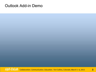 Outlook Add-in Demo




                      8
 