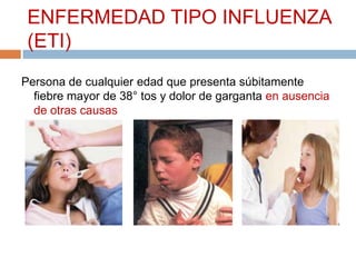 Grupos vulnerables.Embarazadas Menores de 5 años y mayores de 60 añosEPOC, en edad pediátrica incluir niños con hiprreactividad pulmonar a repetición, cardiovascular (excepto hipertensión), renal, hepática, hematológica, neurológica, neuromuscular, metabólica incluye diabetesInmunodeprimidios (VIH, neoplasias, esteroides, inmunosupresores o con antineoplásicos)prioridad dosConsulta de expertos OPS-OMS 2009