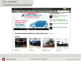 Ignasi Alcalde www.ignasialcalde.esCol.laboració i empresa	
  
Co- creació
Crowdsourcing automov.
 
