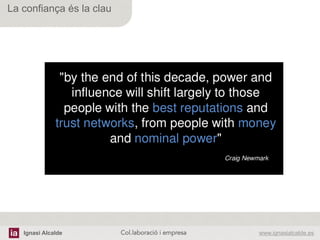 Ignasi Alcalde www.ignasialcalde.esCol.laboració i empresa	
  
La confiança és la clau
 
