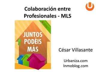 Colaboración entre
Profesionales - MLS




             César Villasante
               Urbaniza.com
               Inmoblog.com
 