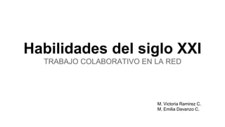 Habilidades del siglo XXI 
TRABAJO COLABORATIVO EN LA RED 
M. Victoria Ramirez C. 
M. Emilia Davanzo C. 
 