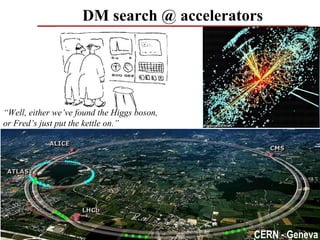DM search @ accelerators




“Well, either we’ve found the Higgs boson,
or Fred’s just put the kettle on.” 




                                             CERN - Geneva
                                                      43
 