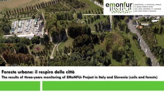 Foreste urbane: il respiro delle città
The results of three-years monitoring of EMoNFUr Project in Italy and Slovenia (soils and forests)
 