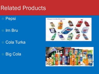 Related Products
 Pepsi
 Irn Bru
 Cola Turka
 Big Cola
 
