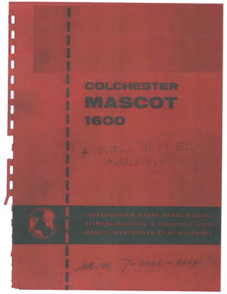 Colchester mascot 1600 instruction manual