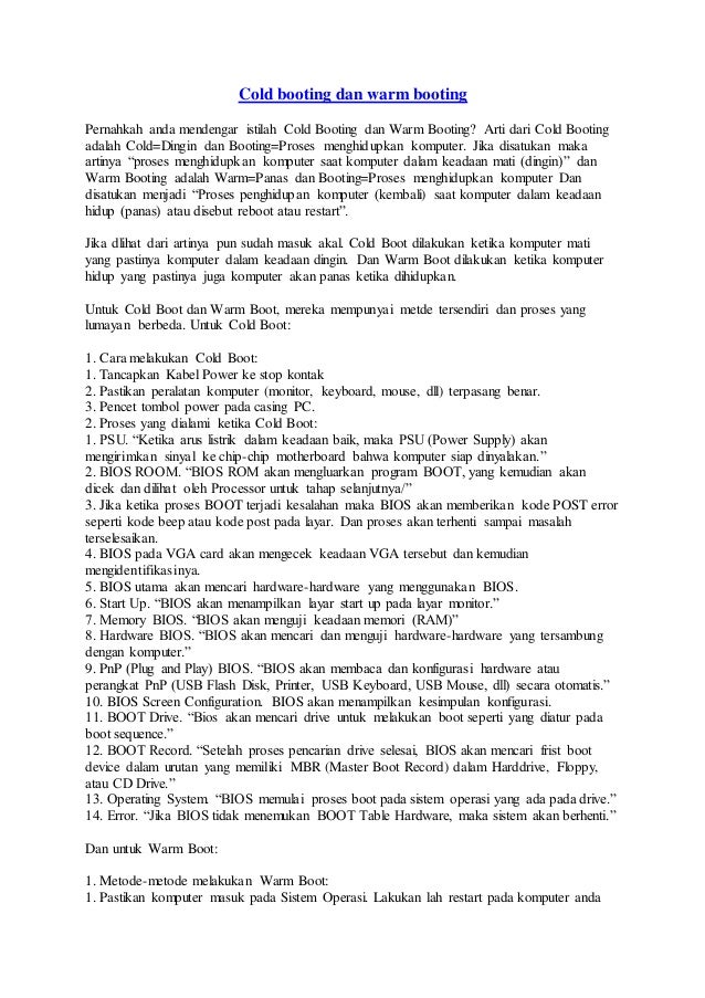 Cold Booting Dan Warm Booting