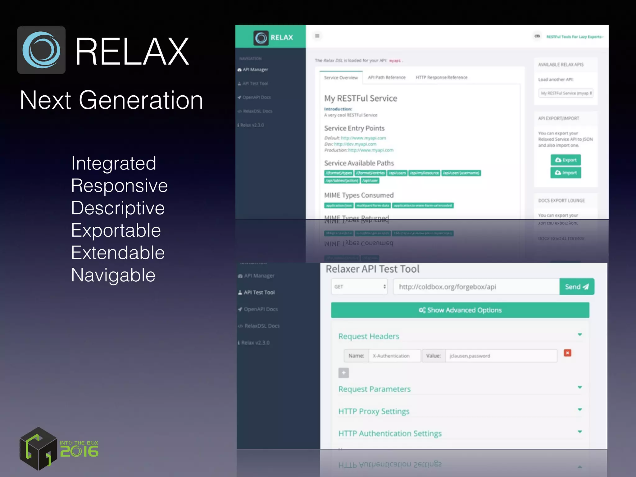 Next Generation
RELAX
Integrated
Responsive
Descriptive
Exportable
Extendable
Navigable
 