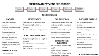 CREDIT CARD PAYMENT PROCESSING
FEATURES
• Local direct processing
company
• Consumer pay - fees go back
on the customer
• ...