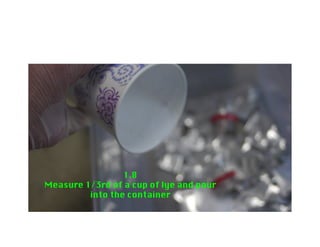 1.10 Align lid to minimize splashing while
pouring. Fill your NEW spray bottle with
(ideally) Distilled water. Pour 32 fluid ounces
into your electric kettle and turn the kettle on.
 