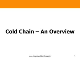 Cold Chain – An Overview
1www.drjayeshpatidar.blogspot.in
 