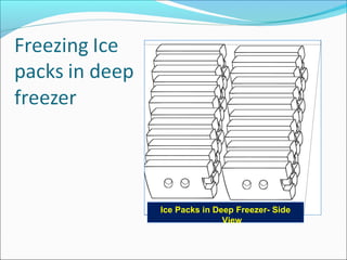Ice Packs in Deep Freezer- Side
View
 