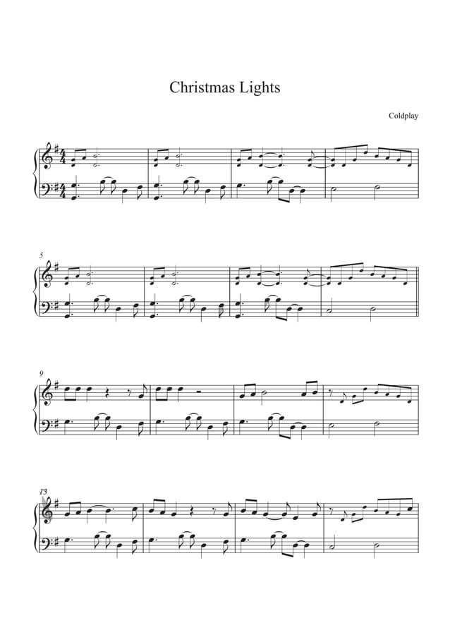 Christmas Lights Coldplay (piano sheet music)
