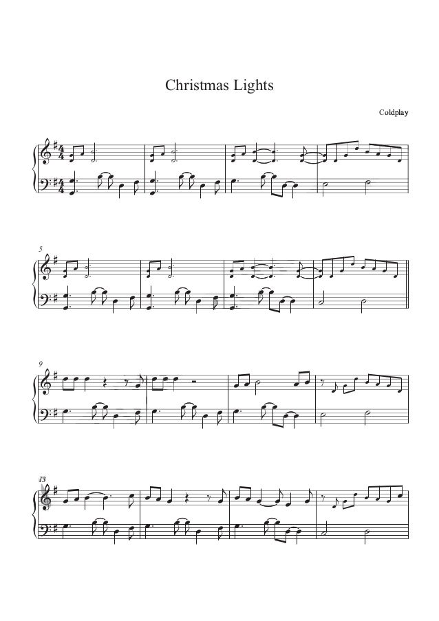 christmas lights coldplay piano sheet music christmas lights sheet music
