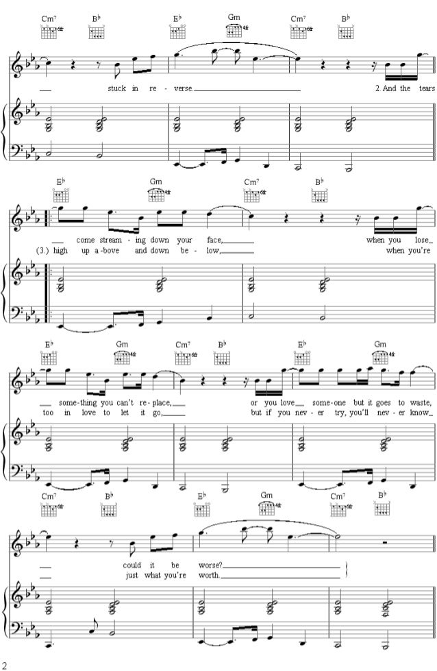 coldplay fix you fix you piano sheet music