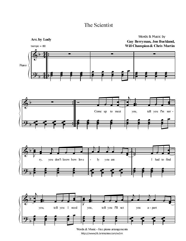 coldplay scientist sheet music piano the scientist sheet music piano