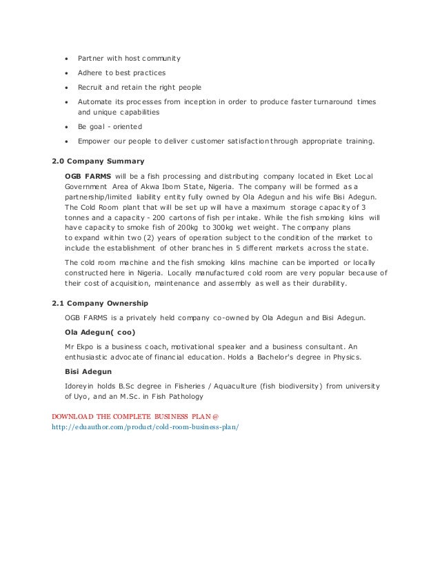 business plan for fish farming sample