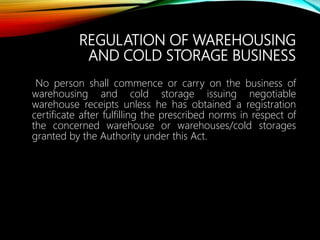 COLD STORAGE REGULATION. | PPT