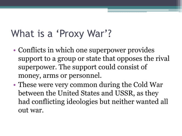 Cold War Proxy Wars !! | PPT