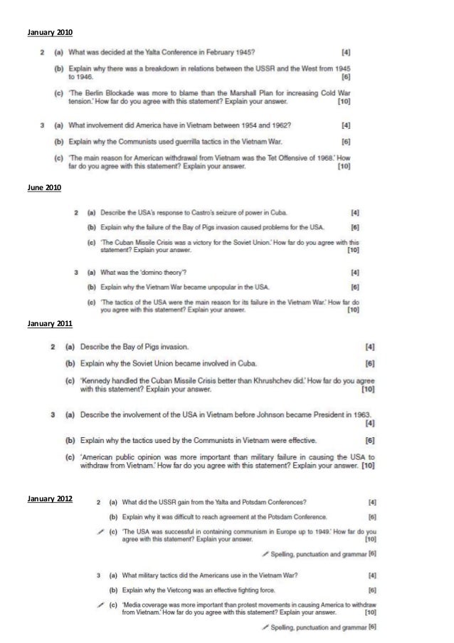 Cold war questions workbook