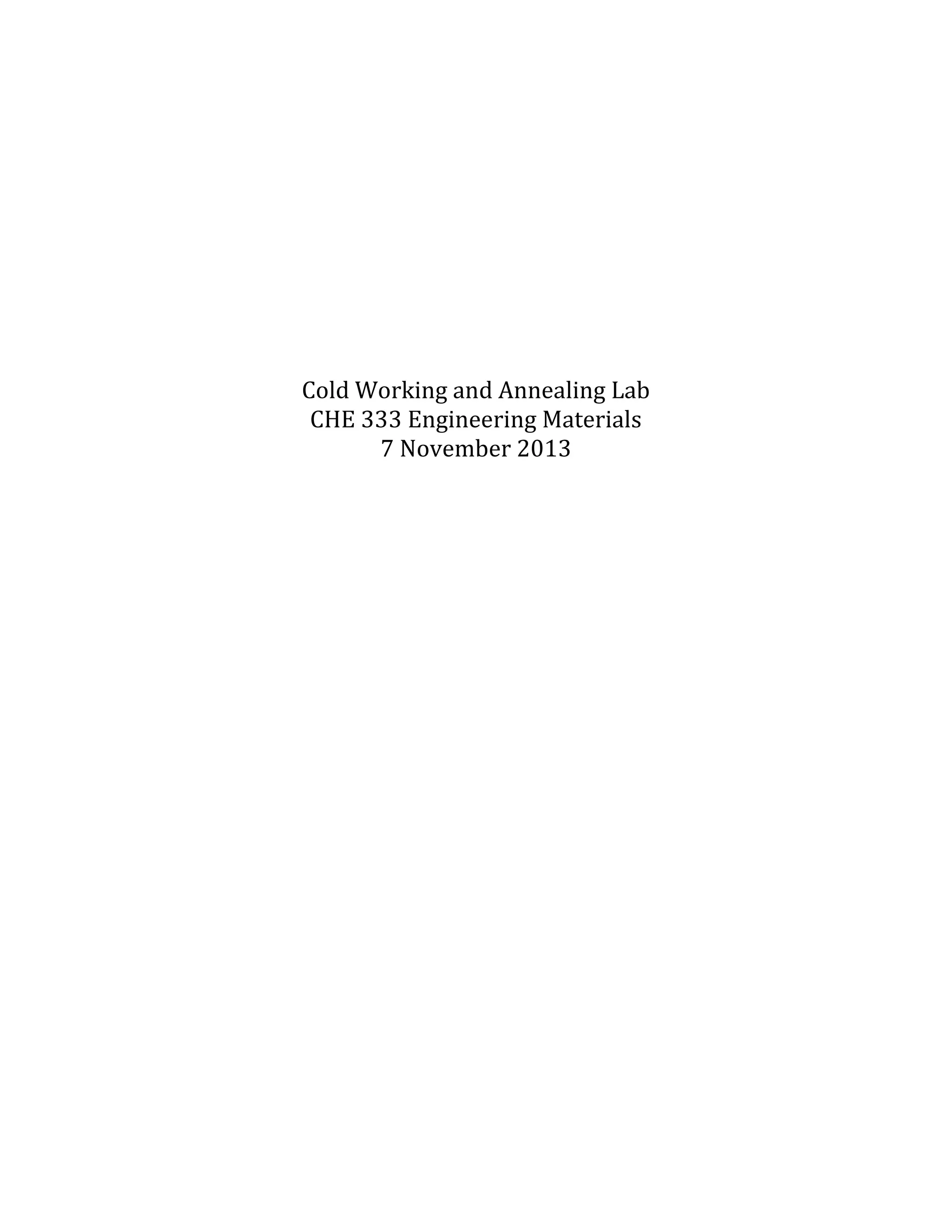 Cold working and annealing lab | PDF