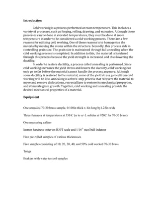 Cold working and annealing lab | PDF