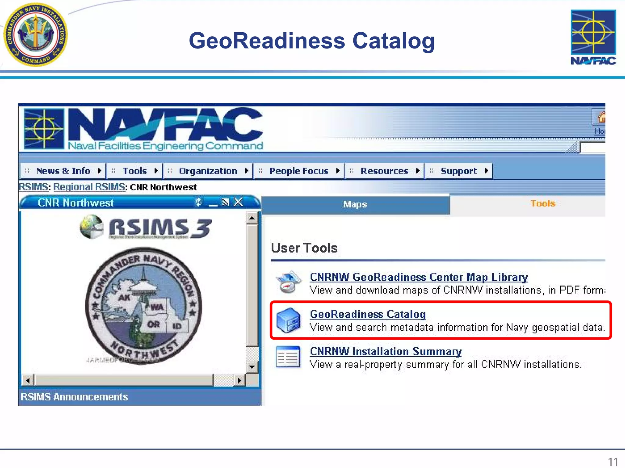 GeoReadiness Catalog




11                          11
 