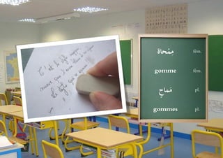 ِ ‫ممحاة‬
     ْ    fém.



 gomme    fém.



  ‫َماح‬
  ِ ‫م‬     pl.



gommes    pl.
 