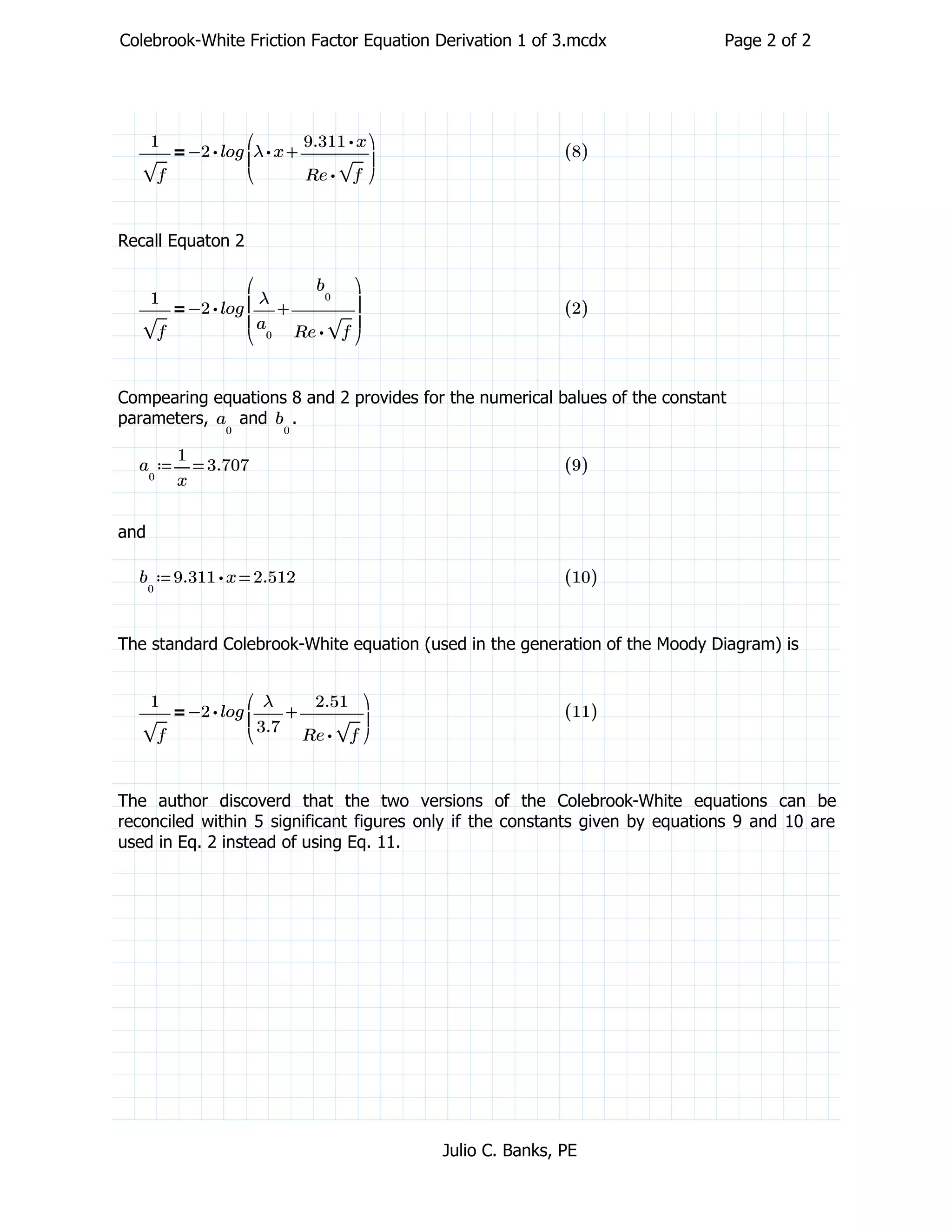 Colebrook-White-Banks reconciliation | PDF
