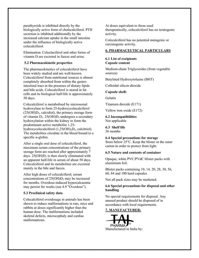 Colecalciferol 20,000 iu capsules smpc taj pharmaceuticals | PDF