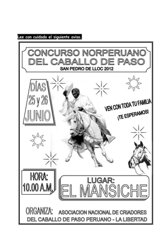 Lee con cuidado el siguiente aviso.
 