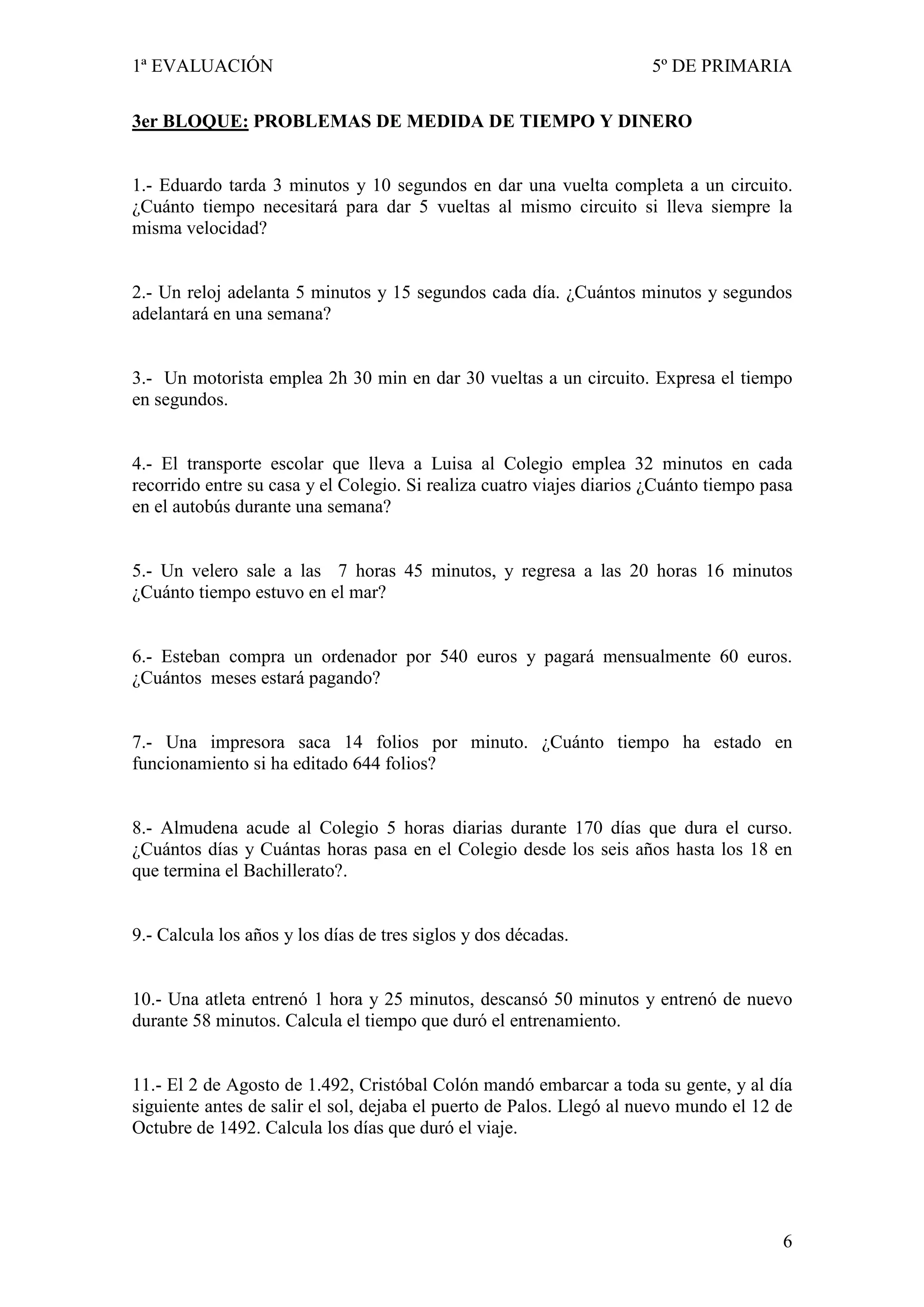 Coleccion de problemas de matematicas 5 quinto de primaria | PDF