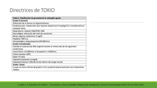 Directrices de TOKIO
A. Sokal a , A. Sauvanet b, B. Fantina,c , V. de Lastours a. Acute cholangitis: Diagnosis and management. Journal of visceral Surgery (2019) 156, 515 525. France
 