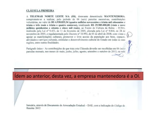 Ídem ao anterior, desta vez, a empresa mantenedora é a OI.
 