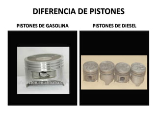 DIFERENCIA DE PISTONES
PISTONES DE GASOLINA PISTONES DE DIESEL