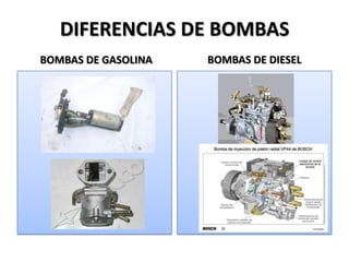 DIFERENCIAS DE BOMBAS
BOMBAS DE GASOLINA BOMBAS DE DIESEL